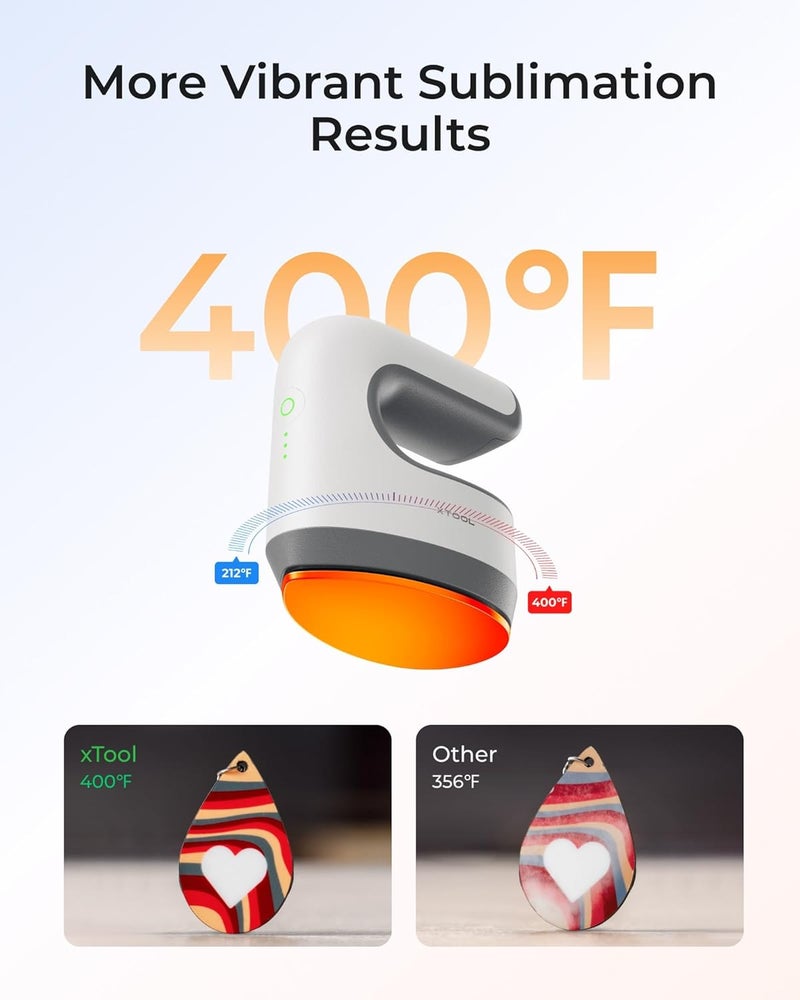 XTOOL Mini Heat Press Machine with Wireless Control Pod- Ultra Light Portable Small Heat Press Machine for T-Shirts Shoes Hats, 4 Custom Presets & Fast Heating Mini Iron for Crafting Heating Transfer - Image 5